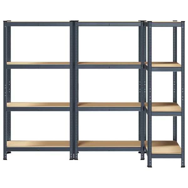vidaXL Oppbevaringshyller 4 lag 3 stk antrasitt st&aring;l og konstruert tre