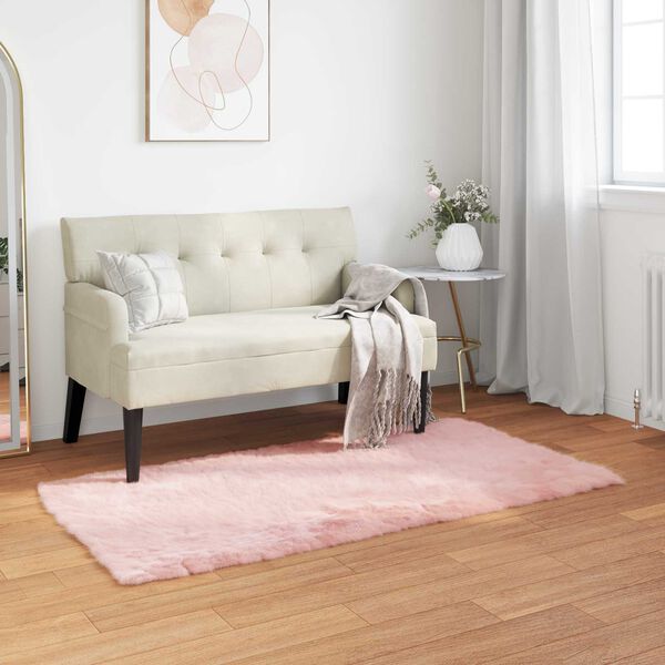 vidaXL Faux Skinnmatte Tafalla Rosa 60 x 110 cm Polyester