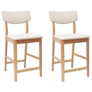vidaXL Spisestoler 2 stk. Solid Gummitre Naturlig 48 x 49 x 95 cm