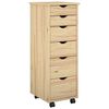 vidaXL Rullende skap 34 x 39 x 93,5 cm Massiv furu Brun