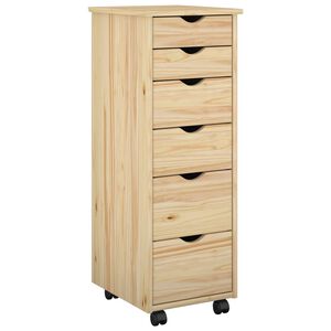 vidaXL Rullende skap 34 x 39 x 93,5 cm Massiv furu Brun