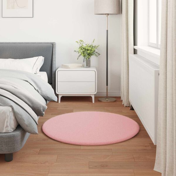 vidaXL Kunstpels Kanin Teppe Olite Rosa &Oslash; 80 cm Polyester