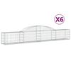 vidaXL Gabionkurver buede 6 stk 300x30x40/60 cm galvanisert jern