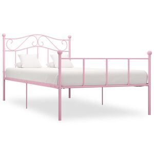 vidaXL Sengeramme rosa metall 90x200 cm