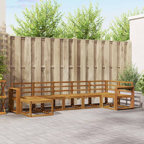 vidaXL Utend&oslash;rs sofa-sett 7 pcs Naturlig Solid akasietre