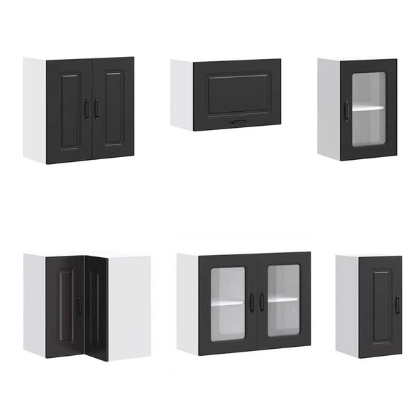 vidaXL Kj&oslash;kkenskapssett 11 deler Kalmar svart konstruert tre