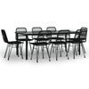 vidaXL Hagespisegruppe 9 deler svart polyrotting
