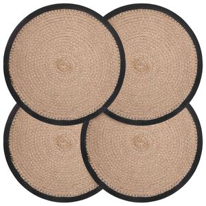 vidaXL Jute Placemets 4 stk. Naturlig og svart 100% Tossa Jute