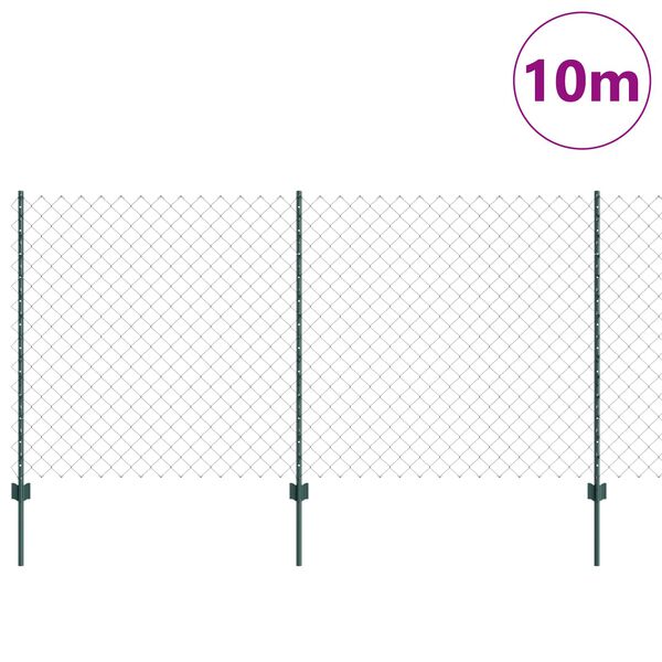 vidaXL Gjerde med stolpe gr&oslash;nn 1,2 x 10 m St&aring;l og PVC