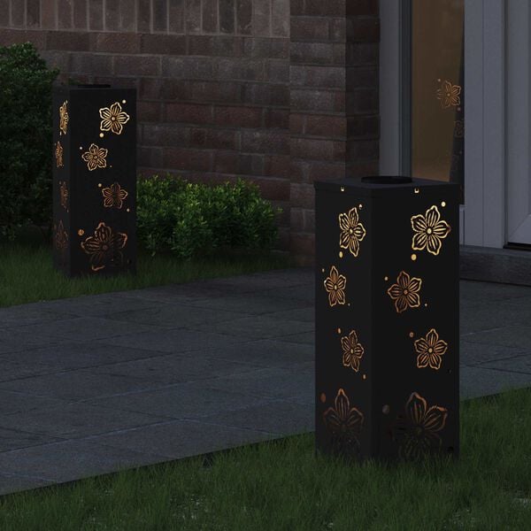 vidaXL Solenergi LED stibelys 2 pcs Svart Kaldvalset st&aring;l