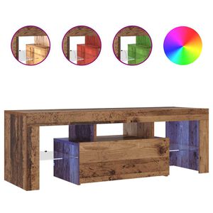 vidaXL TV-benk med LED-lys gammelt tre 120x36,5x40 cm konstruert tre