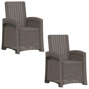 vidaXL Lenestol for hage med rattan-look 2 stk. Lysegr&aring; PP