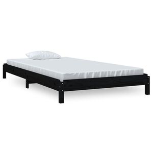 vidaXL Stableseng svart 90x200 cm heltre furu