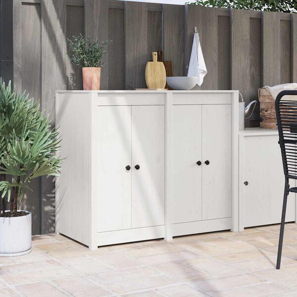 vidaXL Kj&oslash;kkend&oslash;r 2 pcs Hvit 50 x 9 x 82 cm Massivt furutre