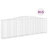 vidaXL Gabionkurver buede 15 stk 400x30x120/140 cm galvanisert jern