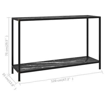 vidaXL Konsollbord svart 120x35x75 cm herdet glass