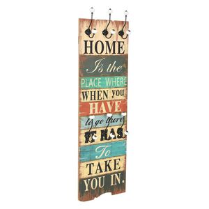 vidaXL Veggmontert klesstativ med 6 kroker 120x40 cm HOME IS