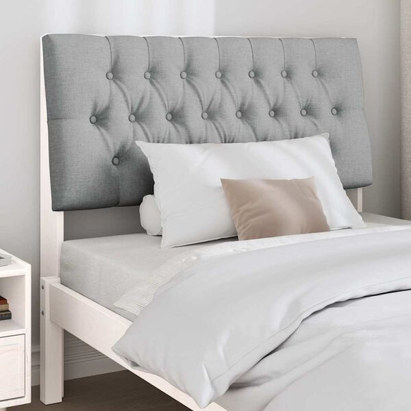 vidaXL Polstret sengegavl Lysegr&aring; 100 cm Massiv furu