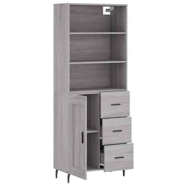 vidaXL Highboard gr&aring; sonoma 69,5x34x180 cm konstruert tre