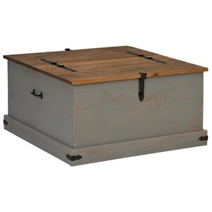 vidaXL Oppbevaringskiste HALDEN gr&aring; 91x48x47 cm heltre furu