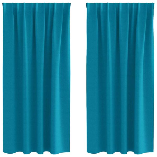 vidaXL M&oslash;rkleggende Gardiner med Ringer 2 pcs Turkis 175 x 140 cm