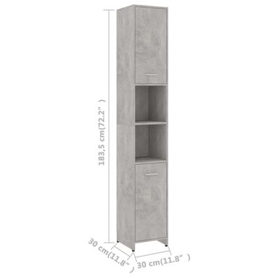 vidaXL Baderomsmøbler 4 deler betonggrå sponplate