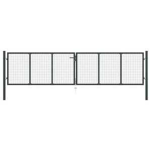 vidaXL Hageport av netting galvanisert st&aring;l 400x75 cm gr&aring;