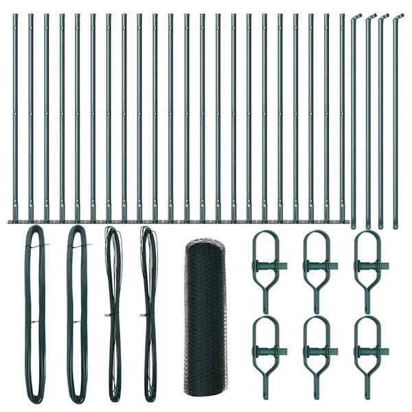 vidaXL Gjerdep&aring;le gr&oslash;nn 50 x 0,6 m (13 mm netting) St&aring;l og PVC