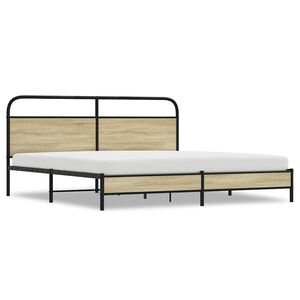 vidaXL Sengeramme i metall uten madrass sonoma eik 180x200 cm
