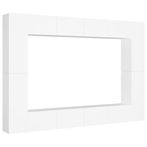 vidaXL TV-benksett 8 deler hvit konstruert tre