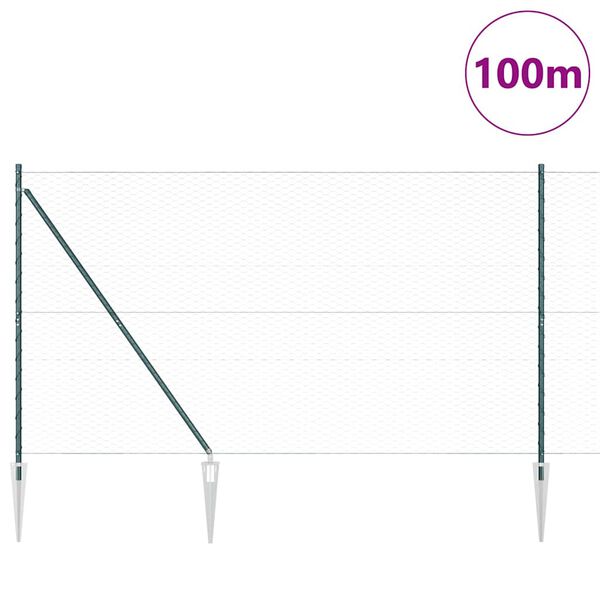 vidaXL Gjerde med innlegg. grønn 1.6 x 100 m PVC-belagt stål