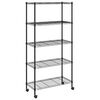 vidaXL Oppbevaringshylle 5 etasjer med hjul 75x35x155 cm svart 250 kg