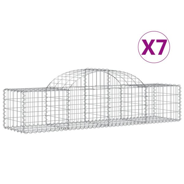 vidaXL Gabionkurver buede 7 stk 200x50x40/60 cm galvanisert jern