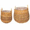 vidaXL Planterkurv med lagring 2 stk. Naturlig brun Kubu Rattan