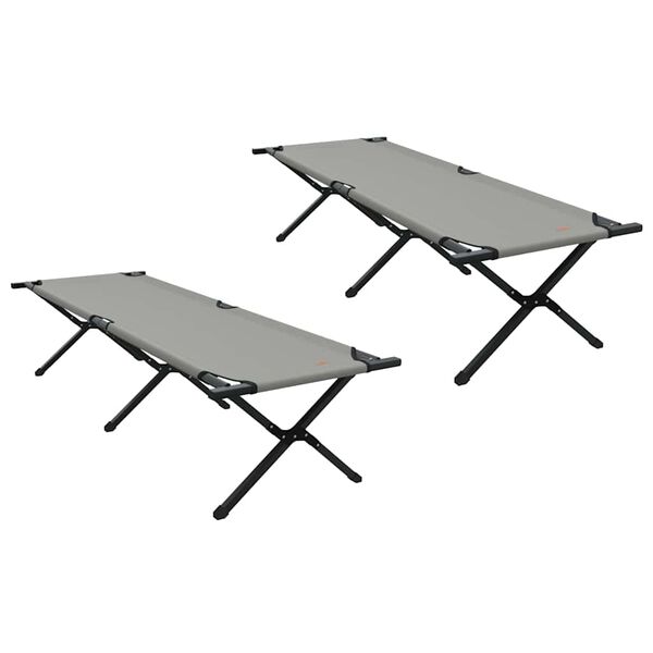 vidaXL Sammenleggbar camping seng 2 pcs Gr&aring; 193 x 69 x 45 cm