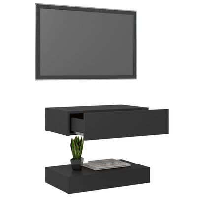 vidaXL TV-benk med LED-lys grå 60x35 cm