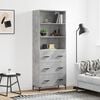 vidaXL Highboard betonggr&aring; 69,5x34x180 cm konstruert tre