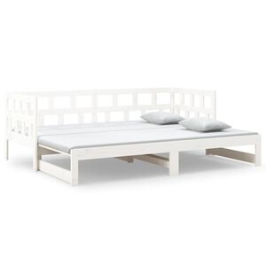 vidaXL Uttrekkbar dagseng hvit heltre furu 2x(90x200) cm