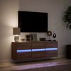 vidaXL Vegghengt TV-benk med LED brun eik 130x31x45 cm