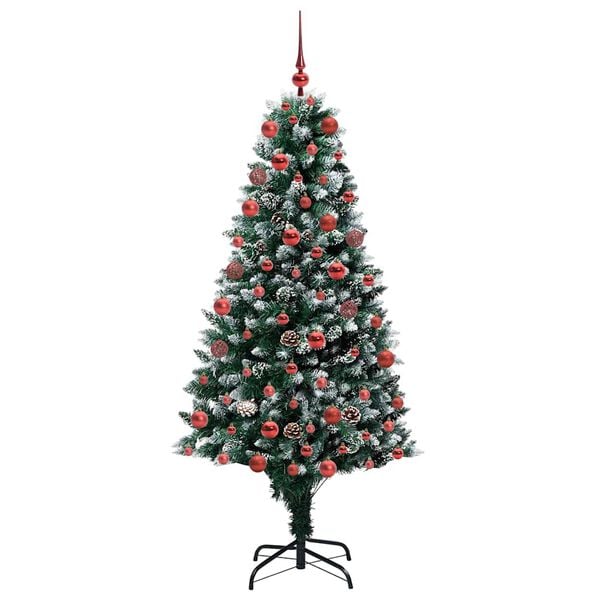 vidaXL Kunstig juletre med 300 LED grønn 180 cm PVC og Stål og Plast