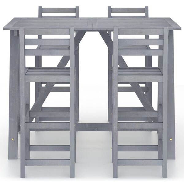 vidaXL Utend&oslash;rs barsett 5 deler heltre akasie gr&aring;