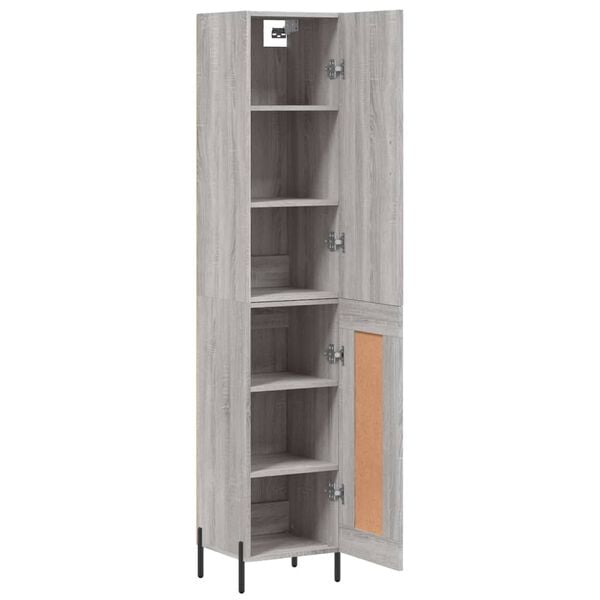 vidaXL Highboard gr&aring; sonoma 34,5x34x180 cm konstruert tre
