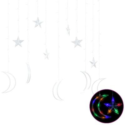 vidaXL Lysslynge stjerne og måne med fjernkontroll 138 LED flerfarget
