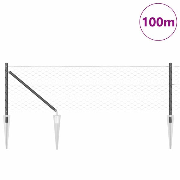 vidaXL Gjerdep&aring;le Gr&aring; 100 x 0,6 m (50 mm mesh) St&aring;l og PVC