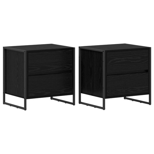 vidaXL Nattbord 2 pcs Svart Eik 50 x 39.5 x 50 cm Konstruert tre