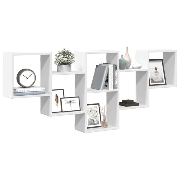 vidaXL Vegghylle hvit 159x18x66 cm konstruert tre