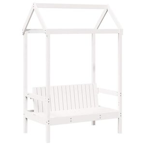 vidaXL Benk med tak hvit 117,5x70x176,5 cm heltre furu