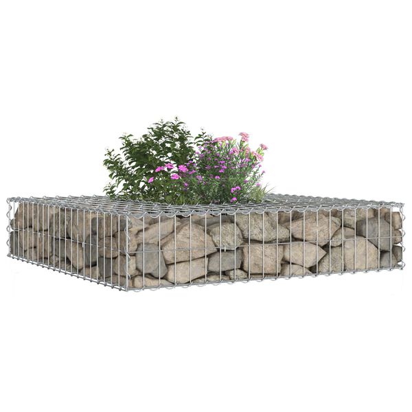 vidaXL Gabion hevet seng s&oslash;lv 100 x 100 x 20 cm Galvanisert St&aring;l