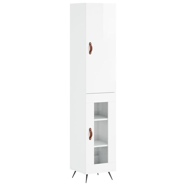vidaXL Highboard h&oslash;yglans hvit 34,5x34x180 cm konstruert tre