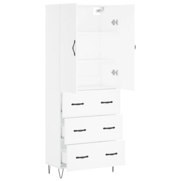 vidaXL Highboard hvit 69,5x34x180 cm konstruert tre